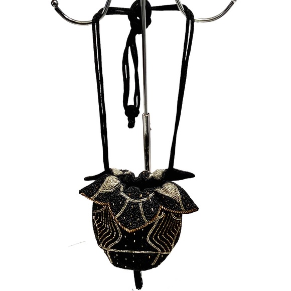 Spring Sale🌼 Art Deco tasseled beaded petal opening drawstring party bag - Picture 3 of 9